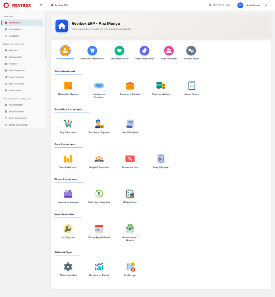 Revibex ERP Dashboard